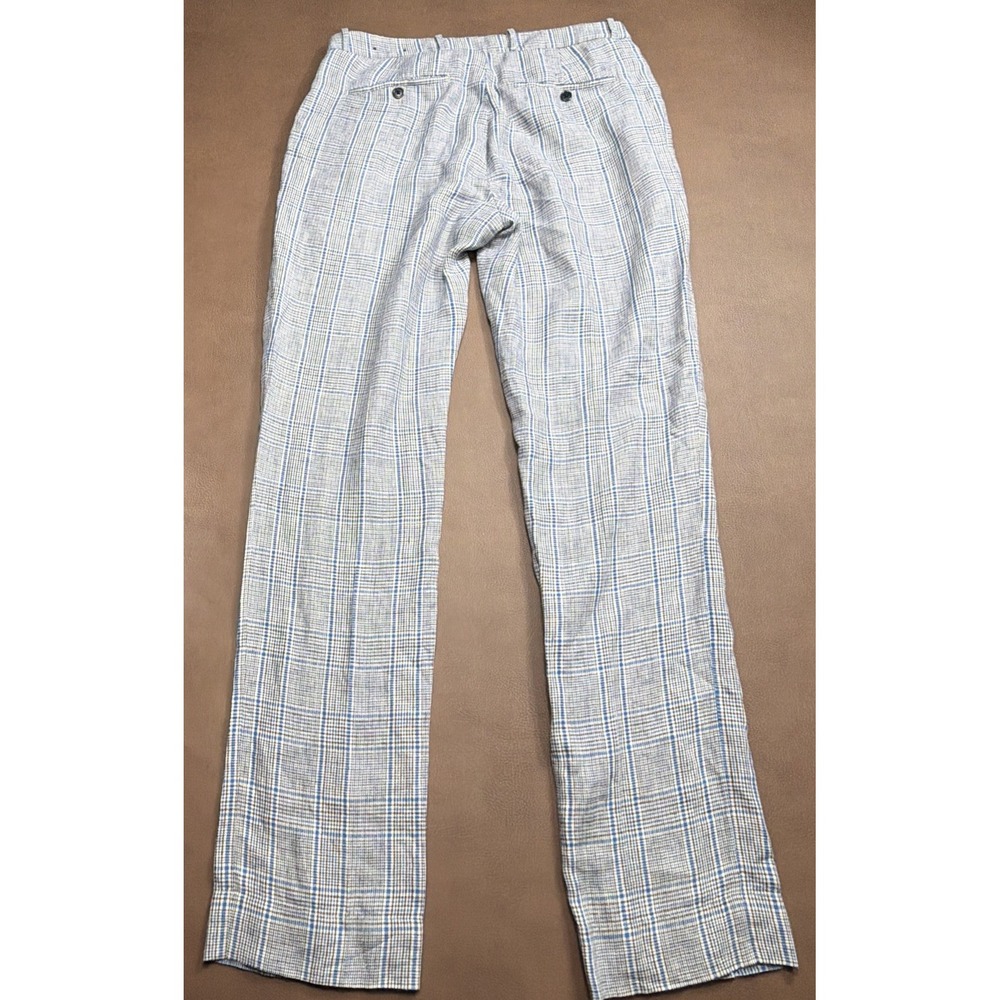 Brooks Brothers 100% Linen Pants Men's 34 Tall 34x35 Plaid Checked Straight Leg - Picture 5 of 13